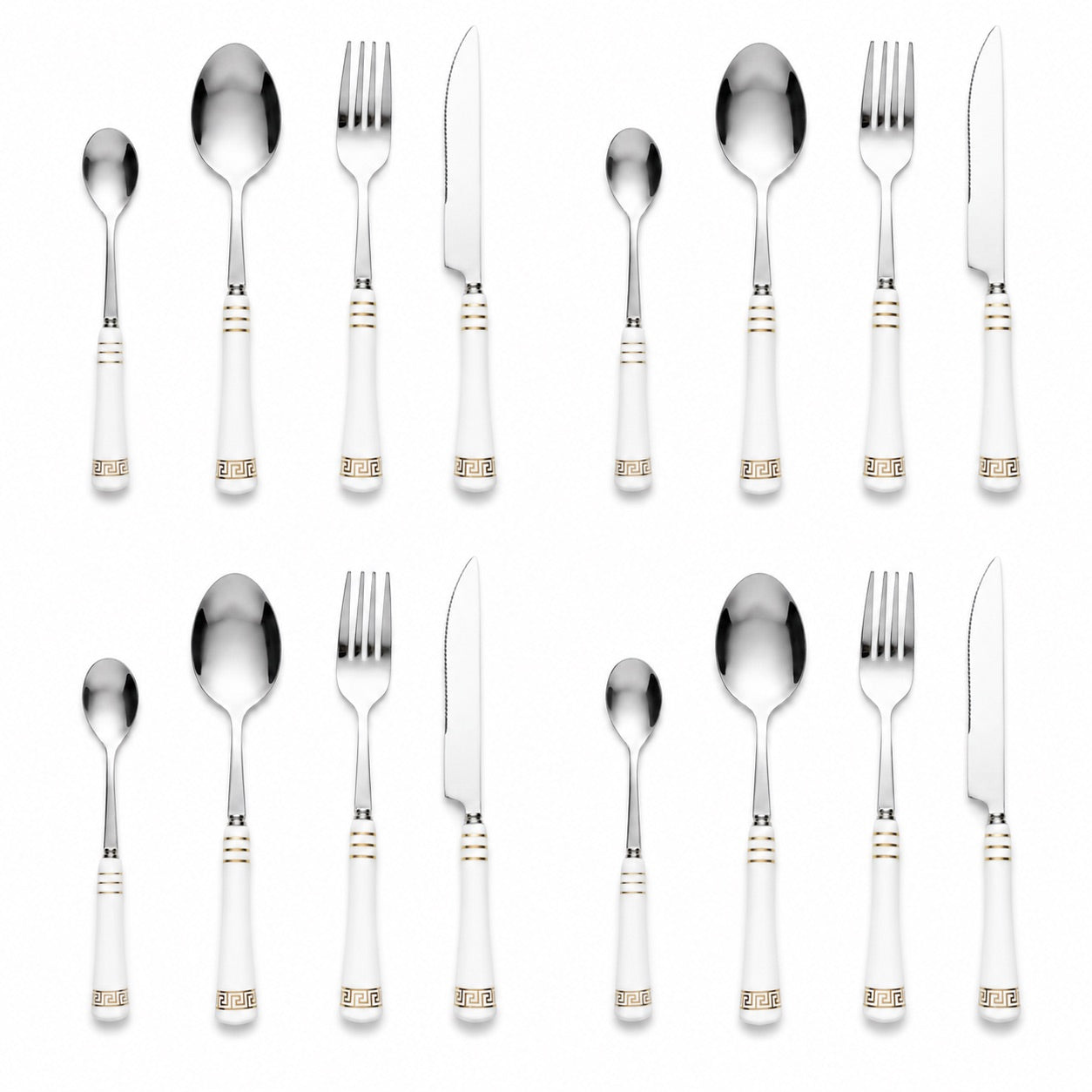 Heritage Gold 16-Piece Cutlery Set – White