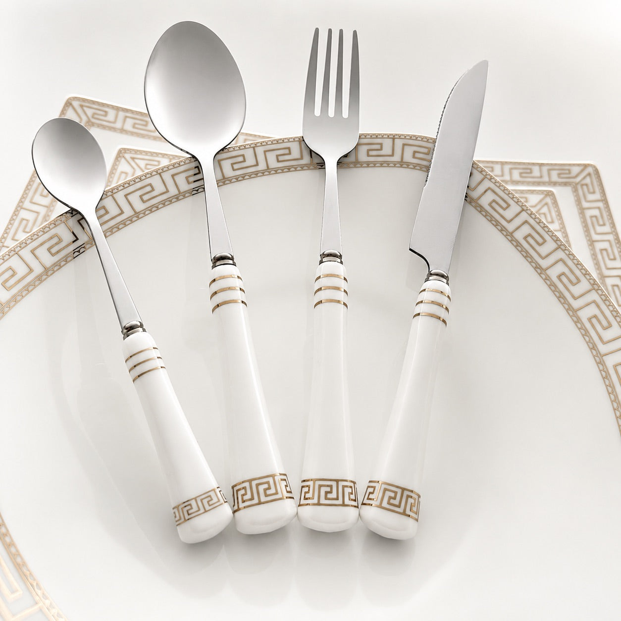 Heritage Gold 24-Piece Cutlery Set – White