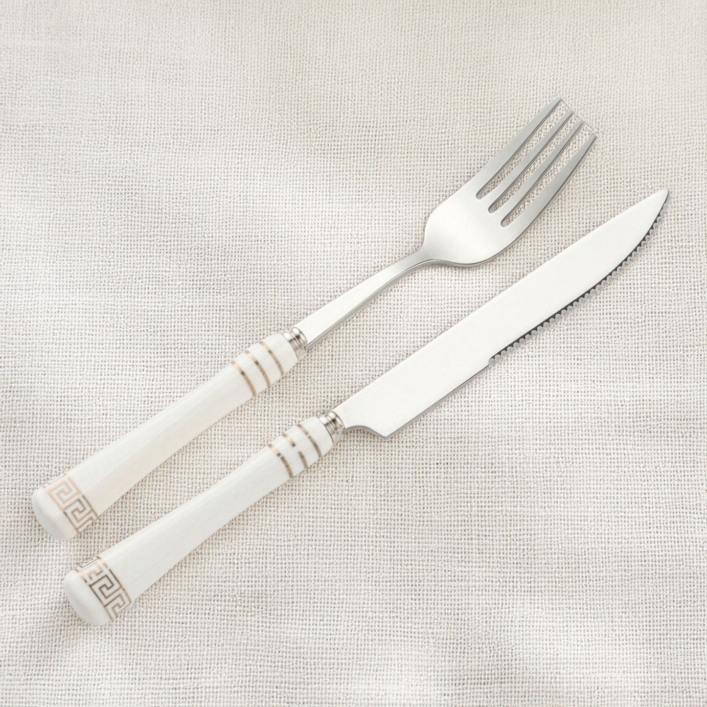 Heritage Gold 24-Piece Cutlery Set – White