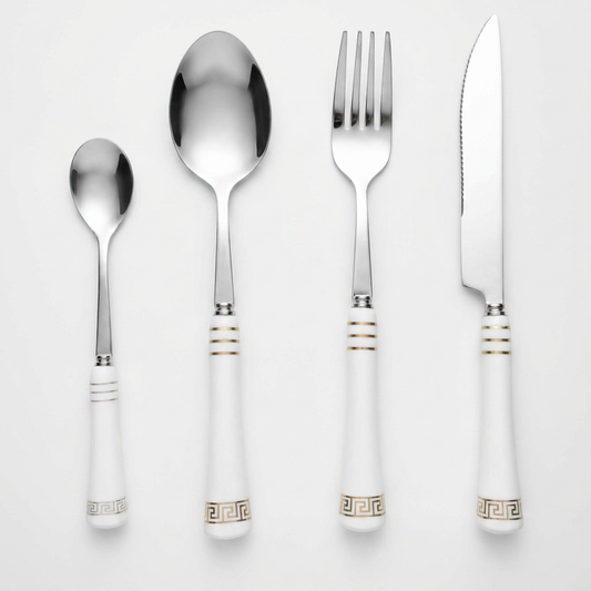 Heritage Gold 24-Piece Cutlery Set – White
