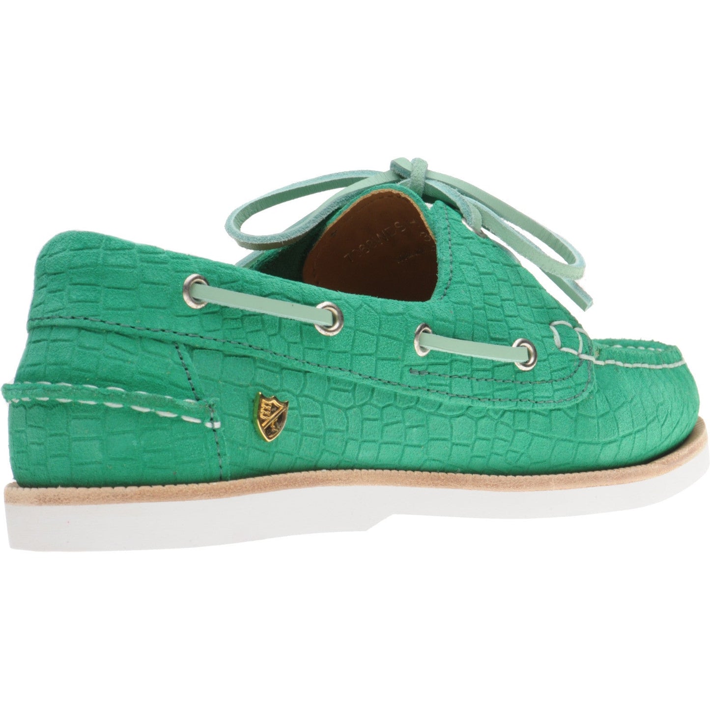 Herring Cordelia ladies rubber-soled deck shoes in green moc croc suede