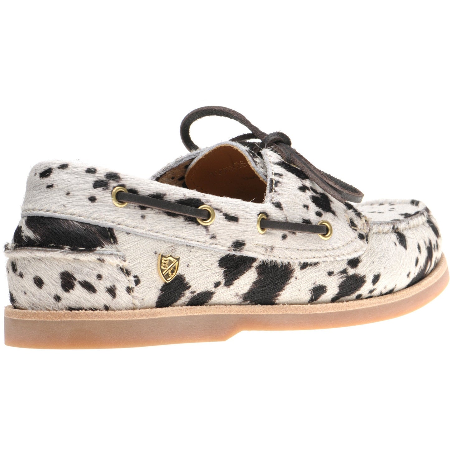 Herring Cordelia ladies rubber-soled deck shoes in white and brown pony