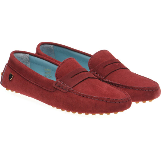 Herring Louisa ladies rubber-soled driving moccasins in burgundy suede