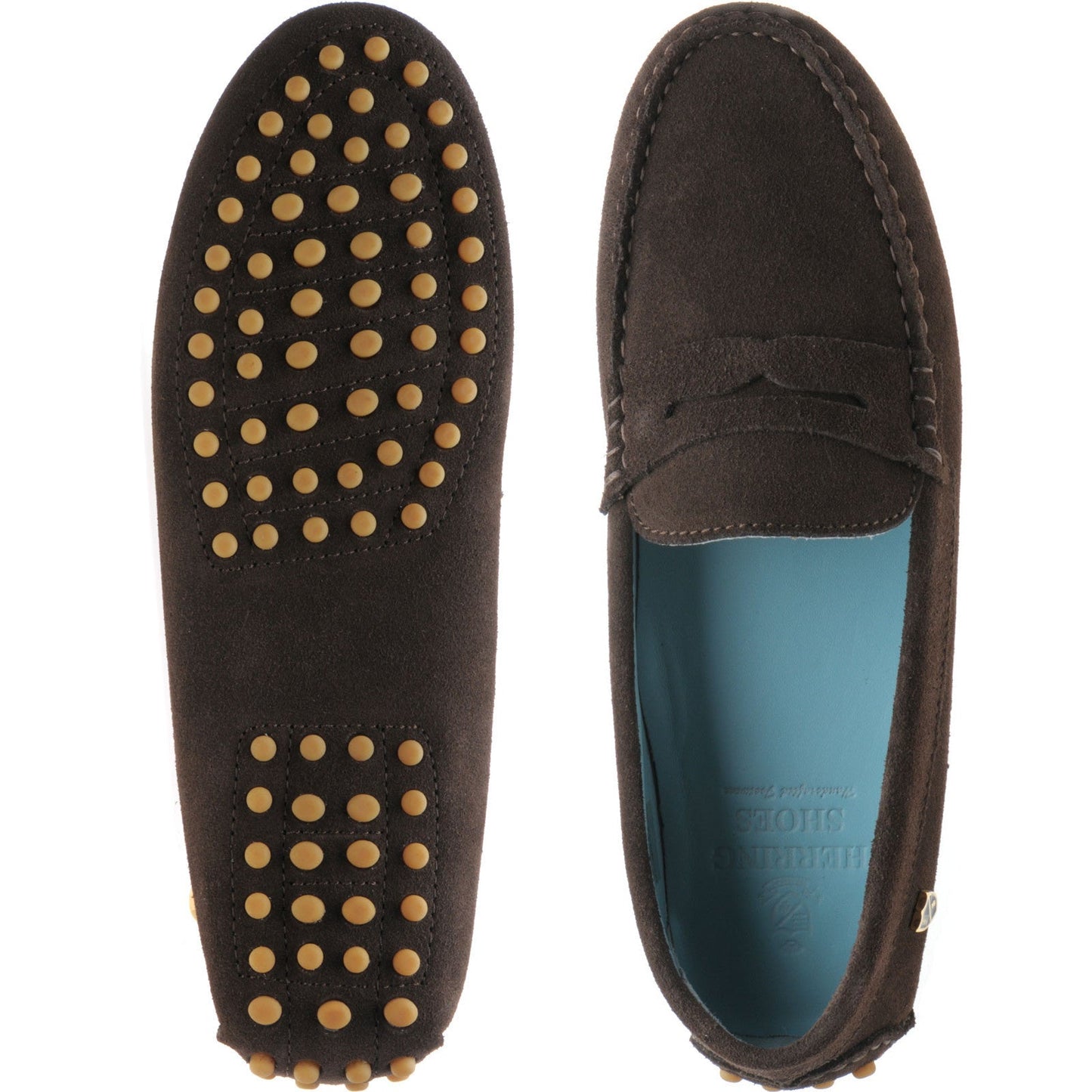 Herring Louisa ladies rubber-soled driving moccasins in chocolate suede