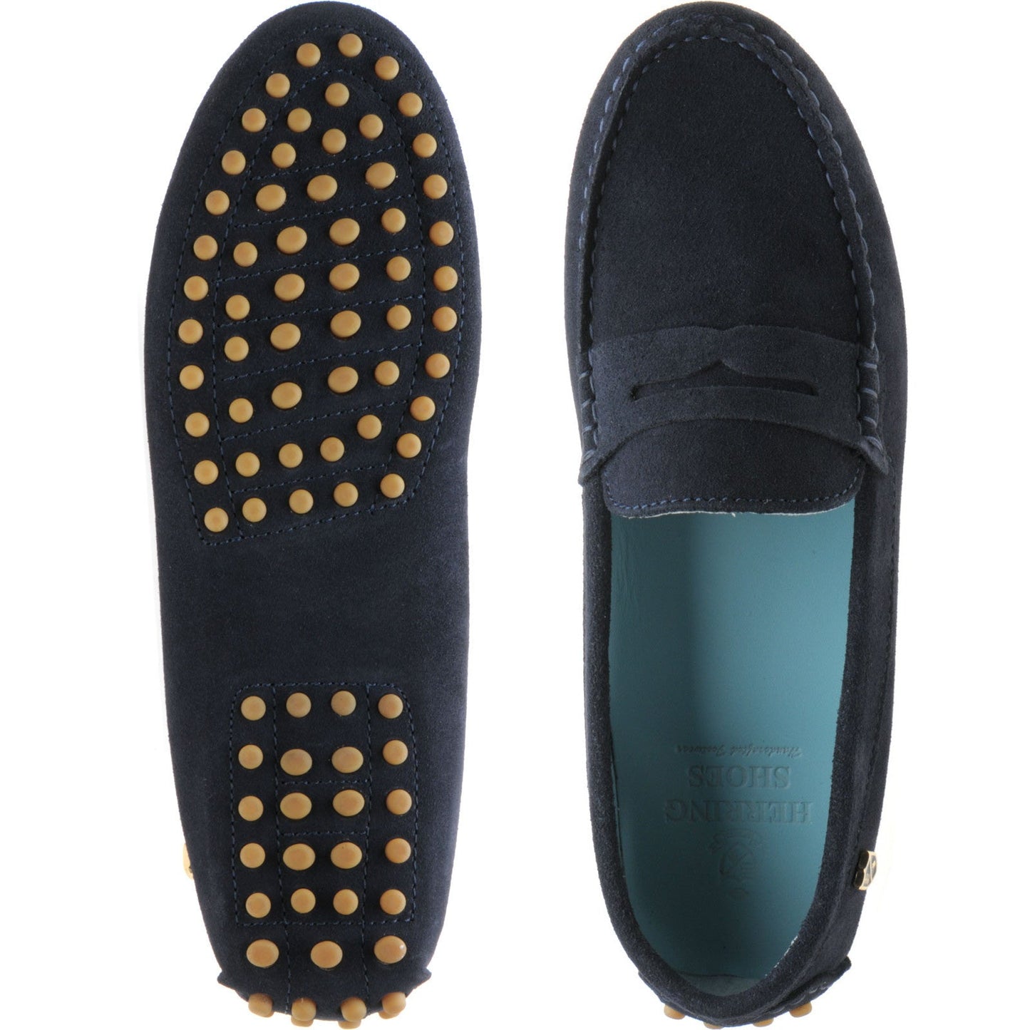 Herring Louisa ladies rubber-soled driving moccasins in navy suede