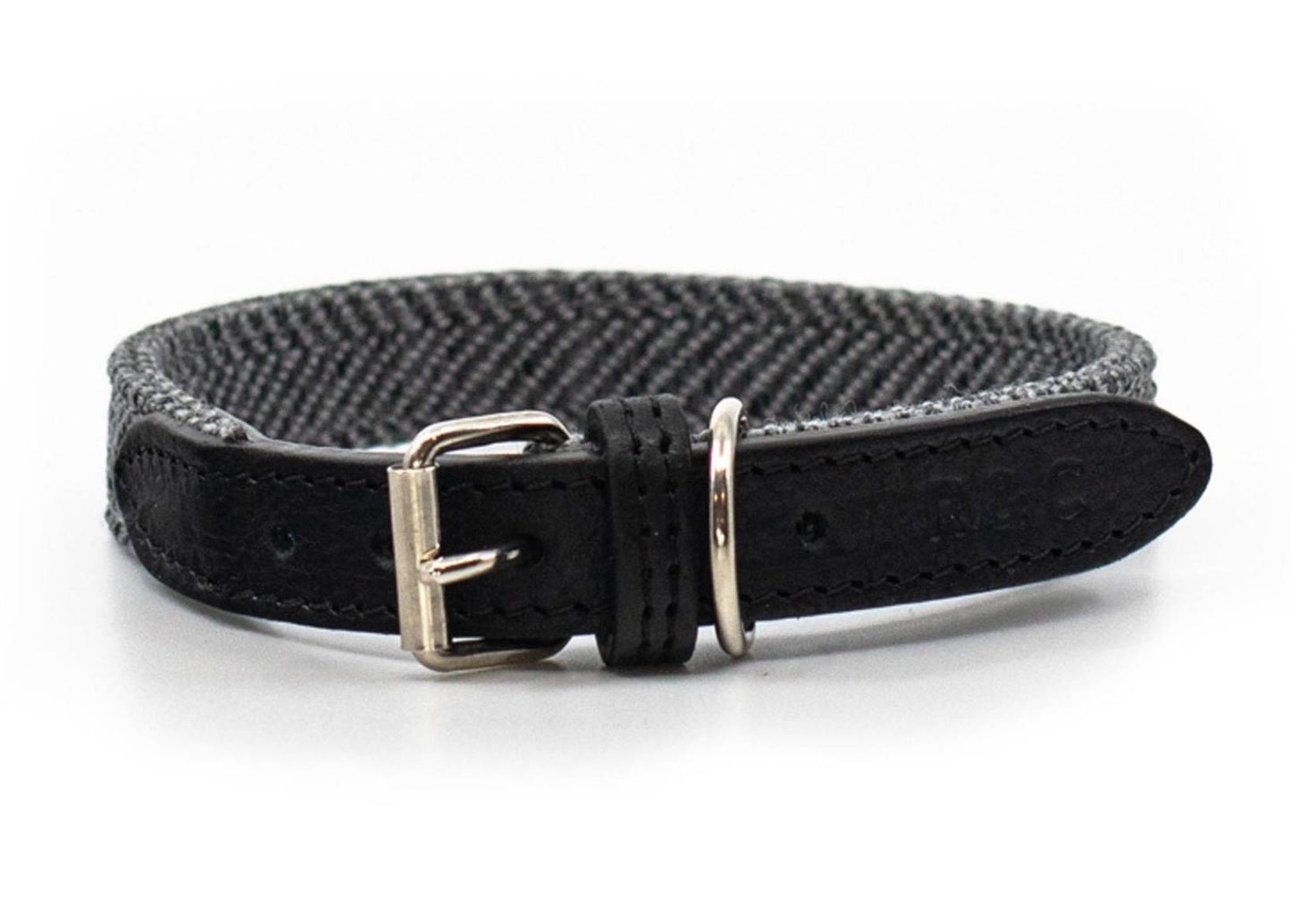 Herringbone & Leather Collar - Balmoral
