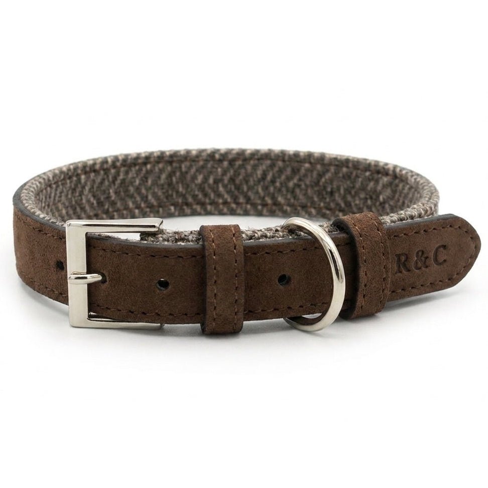 THE LINCOLN | LUXURY TWEED & LEATHER DOG COLLAR