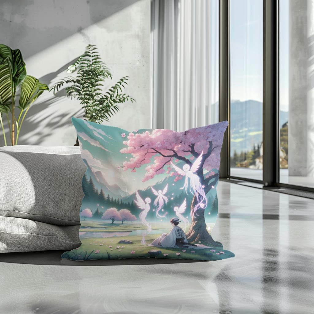 Sakura Spirit Whispers Cotton Cushion