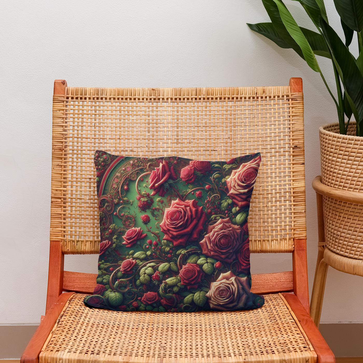 Victorian Rose Embrace Cotton Cushion