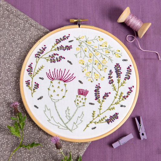 'Highland Heathers' Scottish Embroidery Kit for Beginners