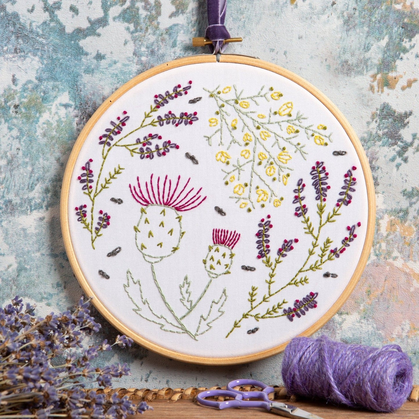 'Highland Heathers' Scottish Embroidery Kit for Beginners
