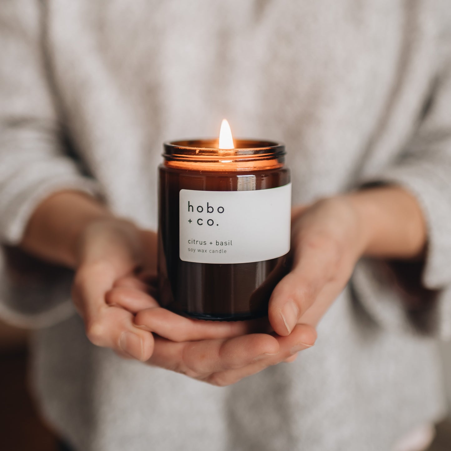Glass Jar Citrus and Basil Candle
