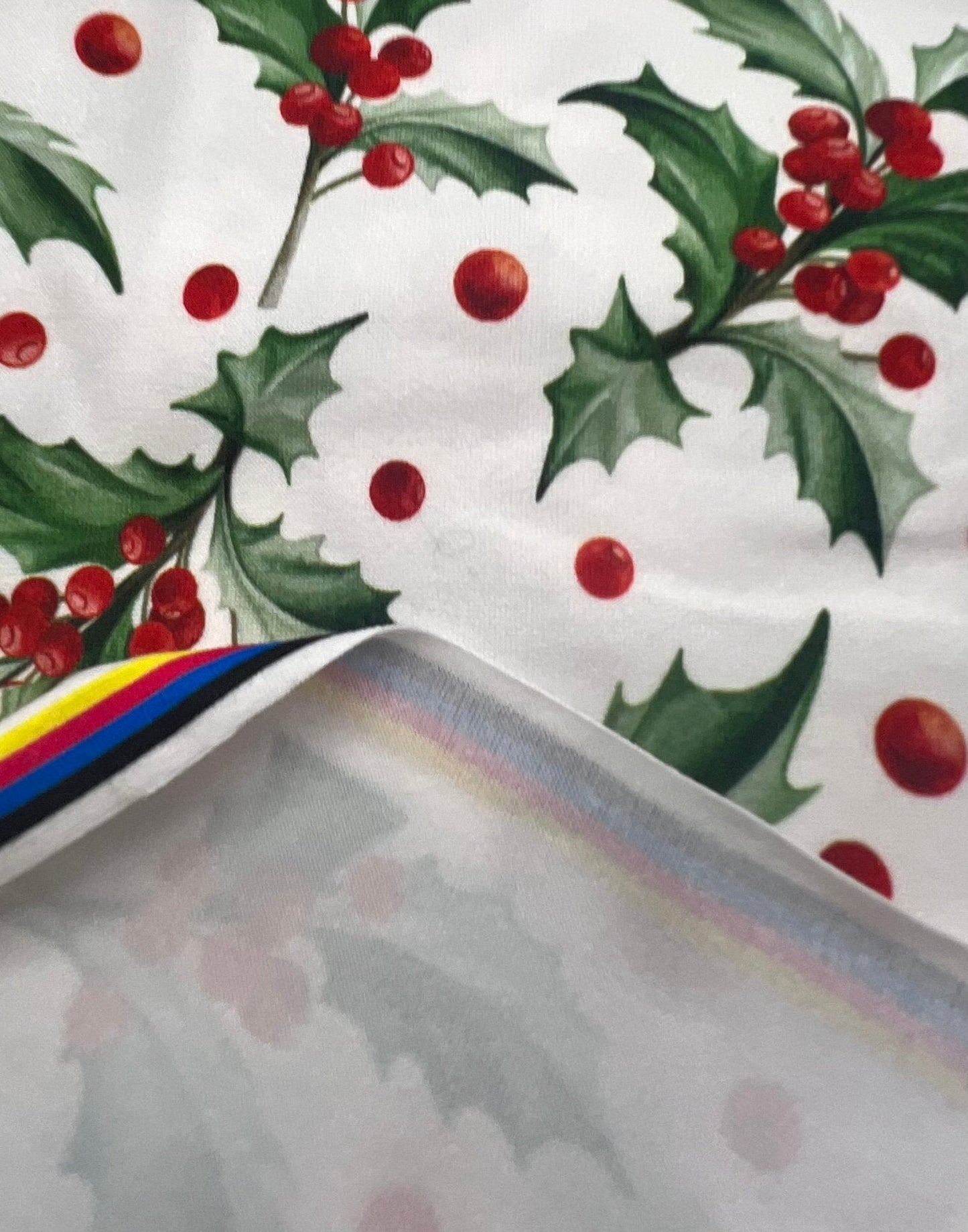 Holly Leaves Print Super Soft Spun Poly Stretch Fabric