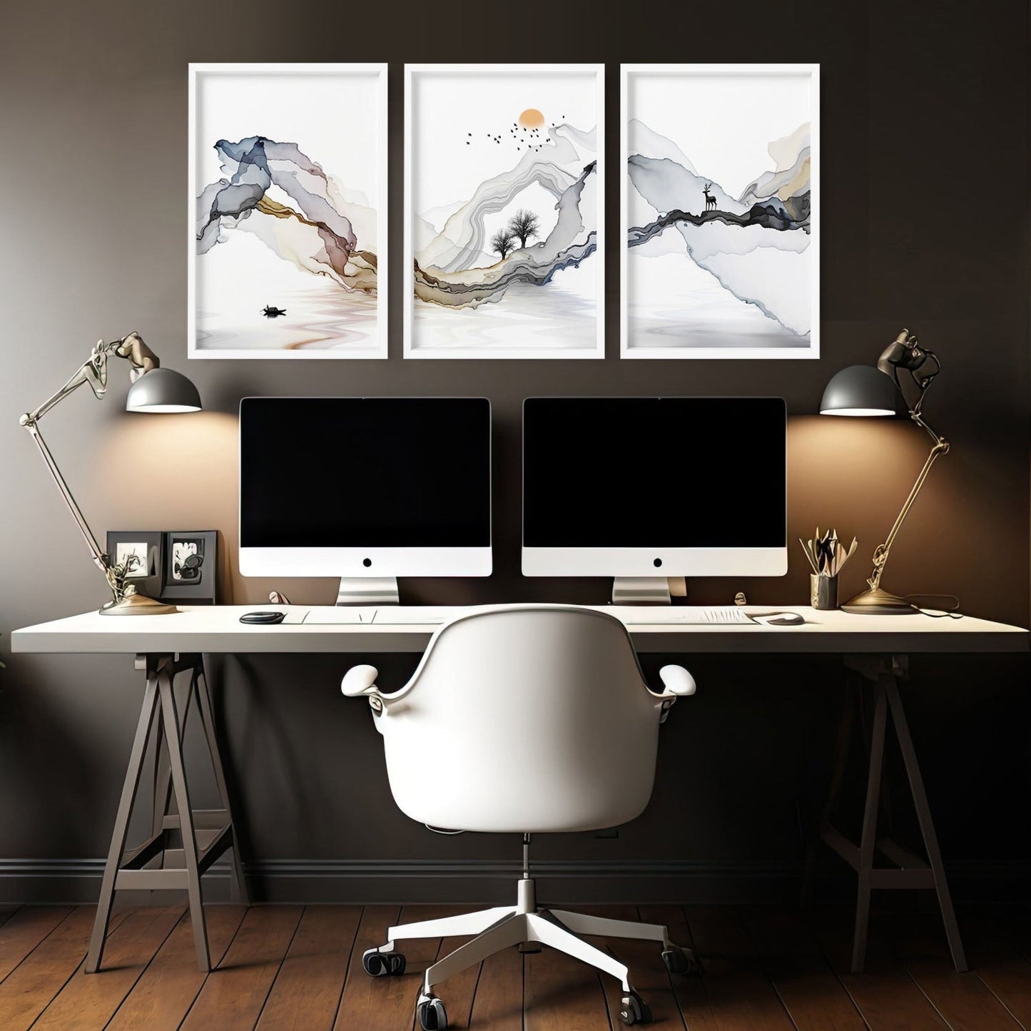 Home office wall decor | set of 3 framed wall art