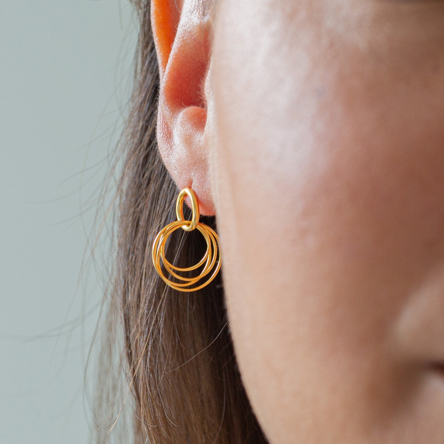 Hoop Cluster Rings Gold Stud Earrings