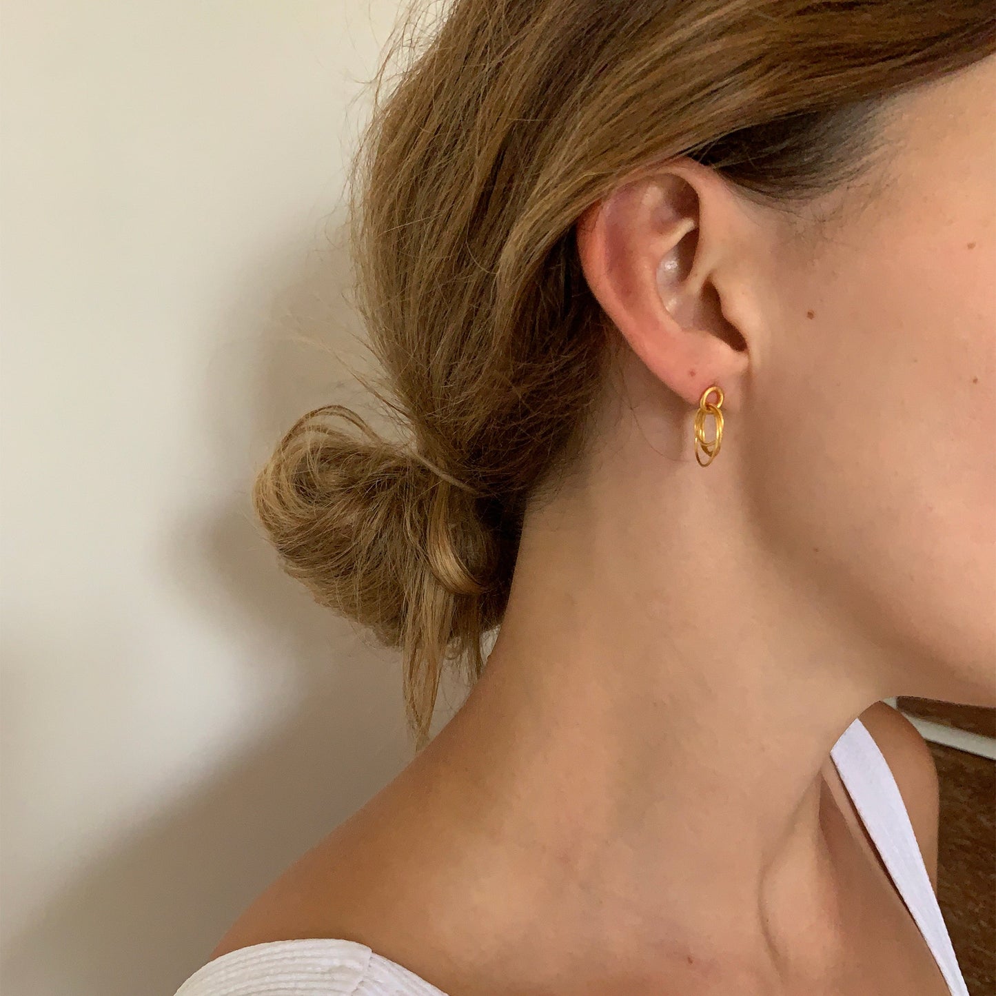 Hoop Cluster Rings Gold Stud Earrings