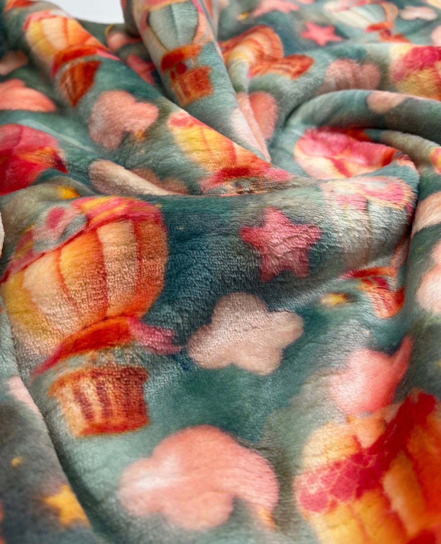 Hot Air Balloons Cuddle Fleece Fabric Blanket Loungewear
