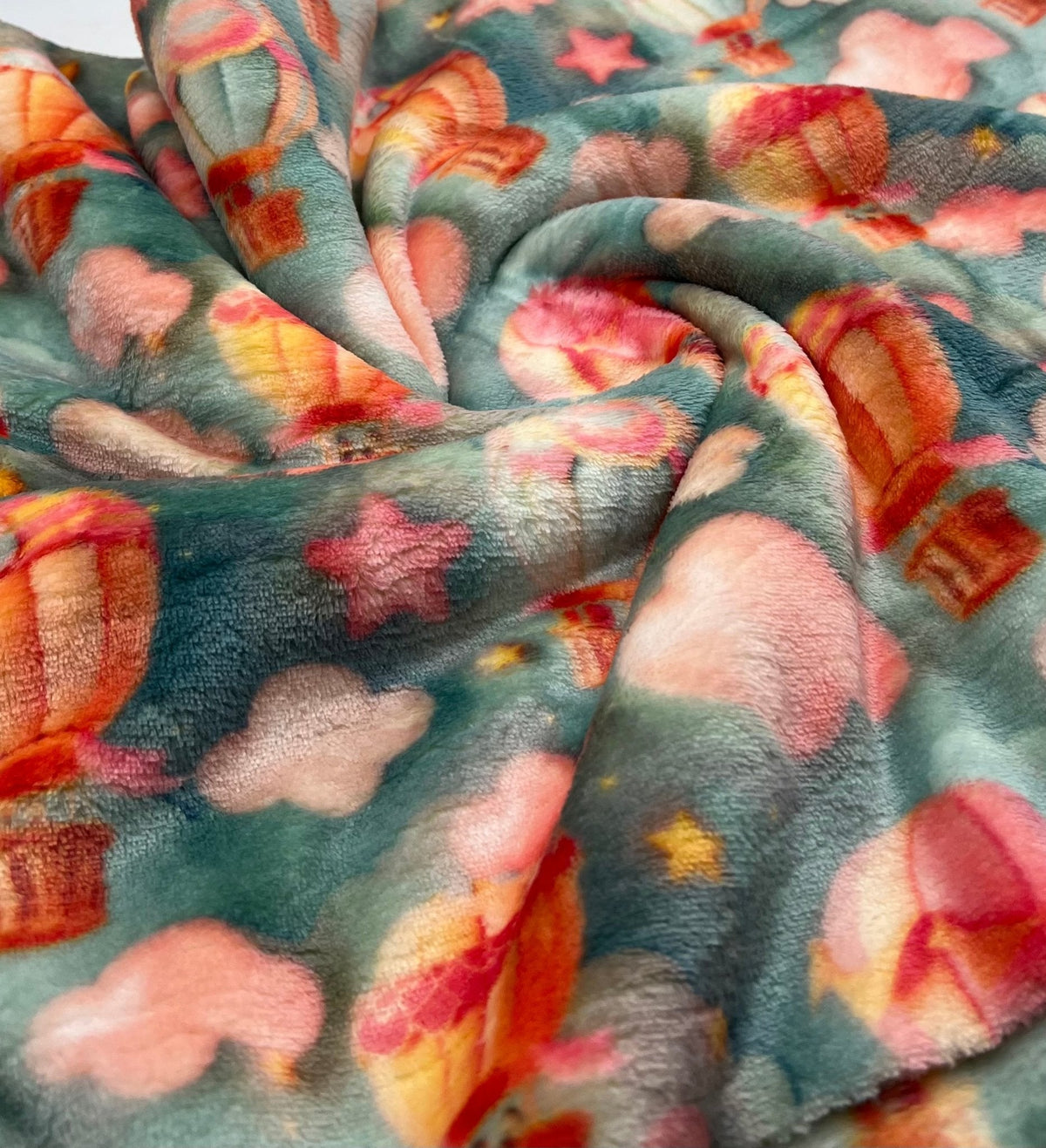 Hot Air Balloons Cuddle Fleece Fabric Blanket Loungewear