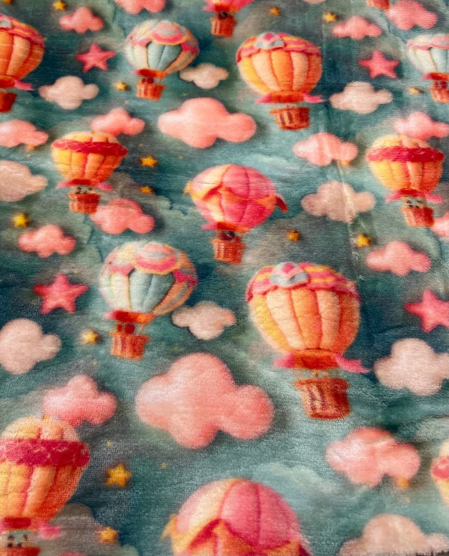 Hot Air Balloons Cuddle Fleece Fabric Blanket Loungewear