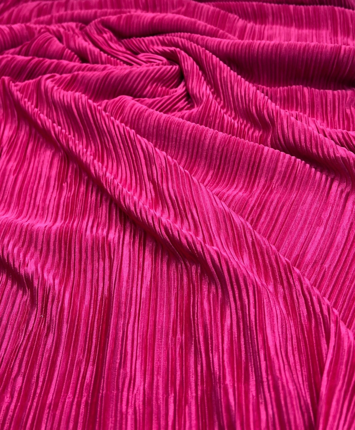 Hot Pink Cerise Plisse Pleated 2 Way Stretch Fabric