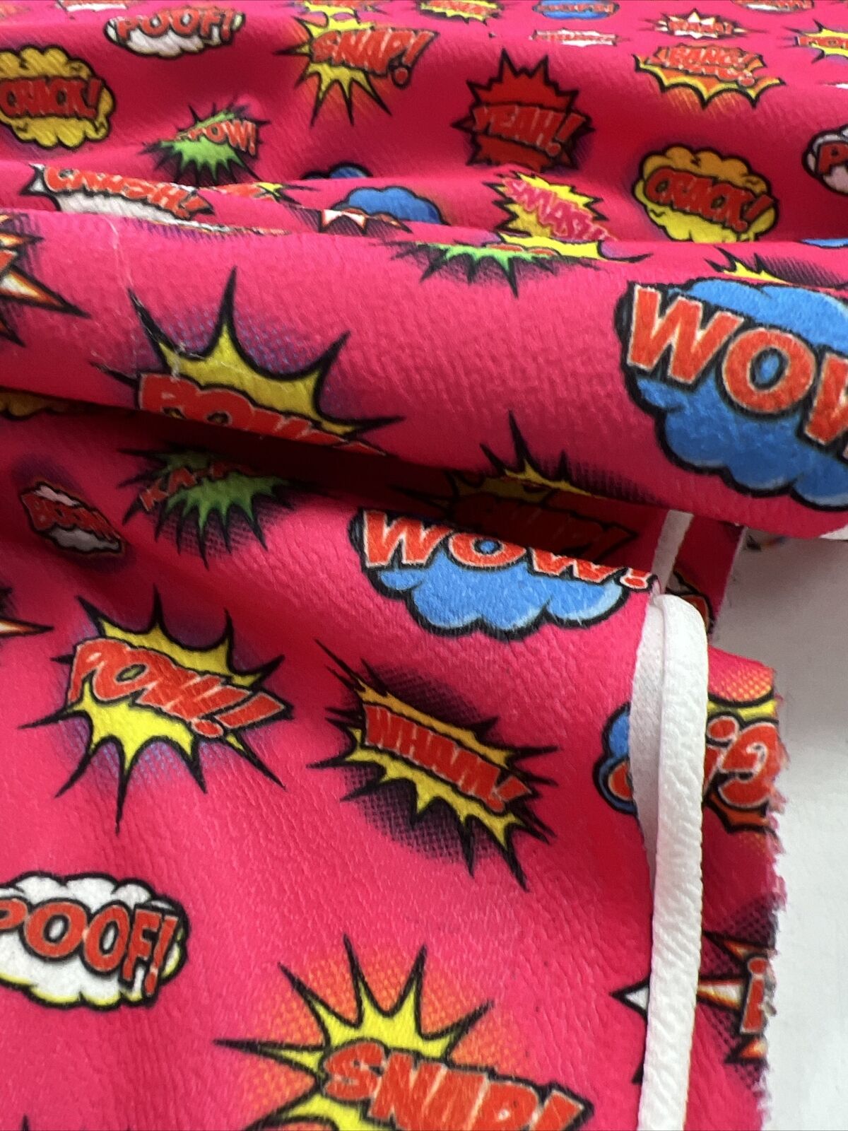 Hot Pink Comic Print Liverpool Bullet Stretch Fabric