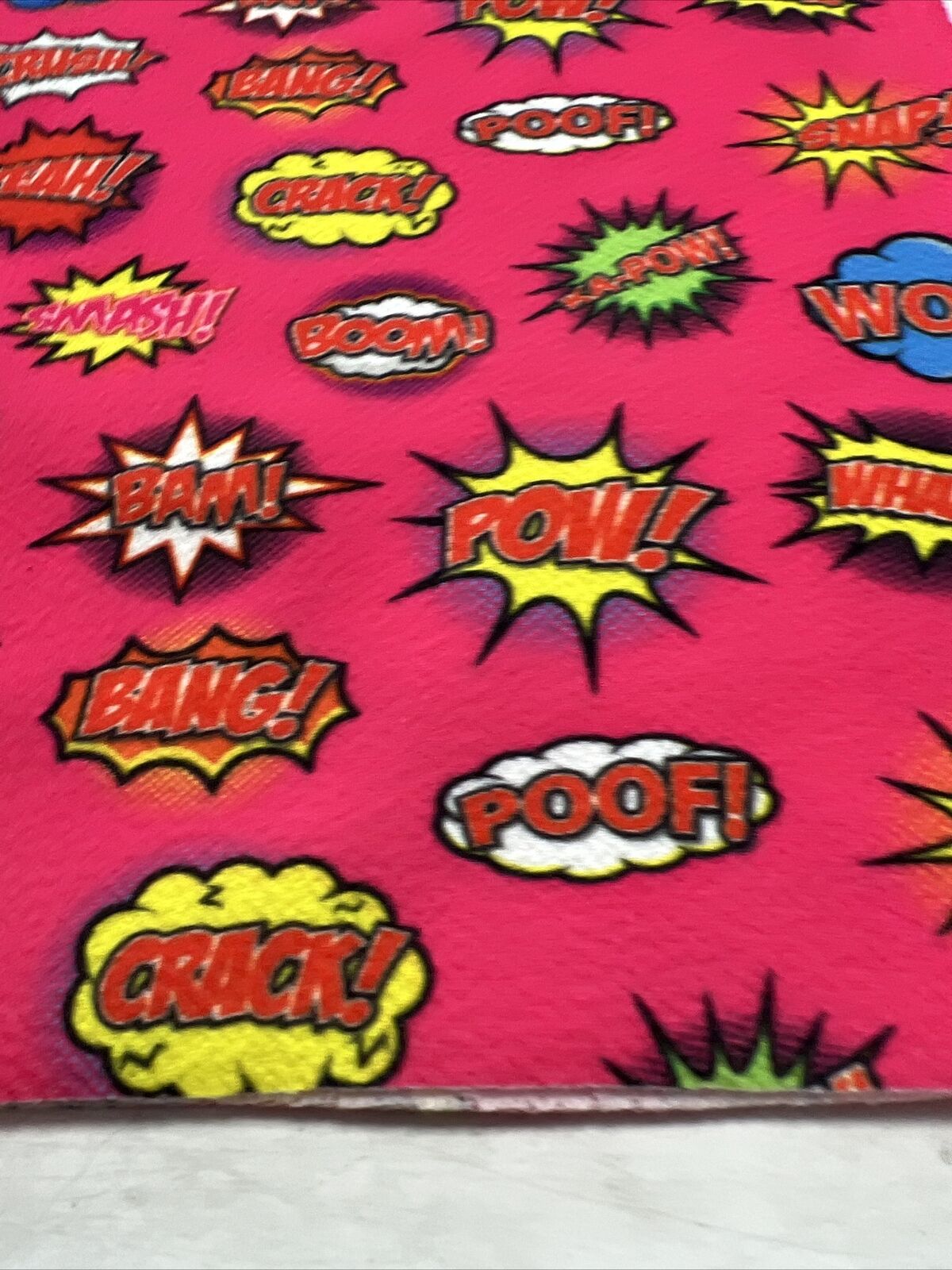 Hot Pink Comic Print Liverpool Bullet Stretch Fabric