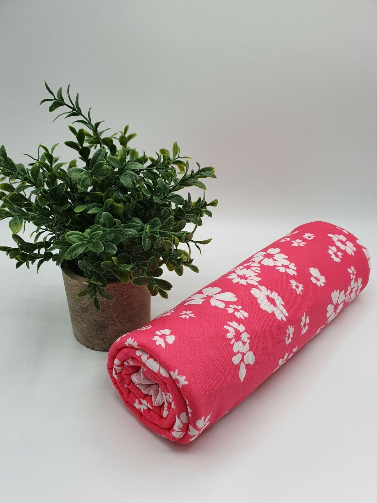Hot Pink Floral Printed spun poly Elastane Fabric