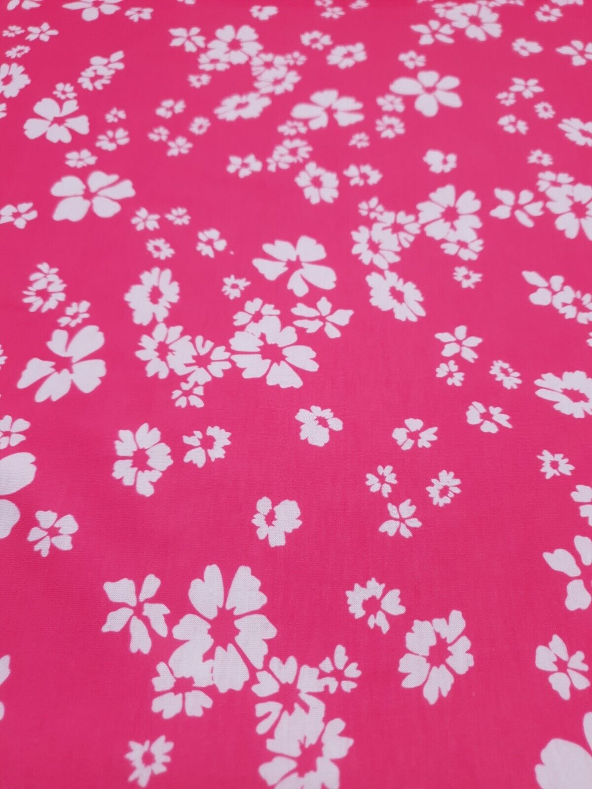 Hot Pink Floral Printed spun poly Elastane Fabric