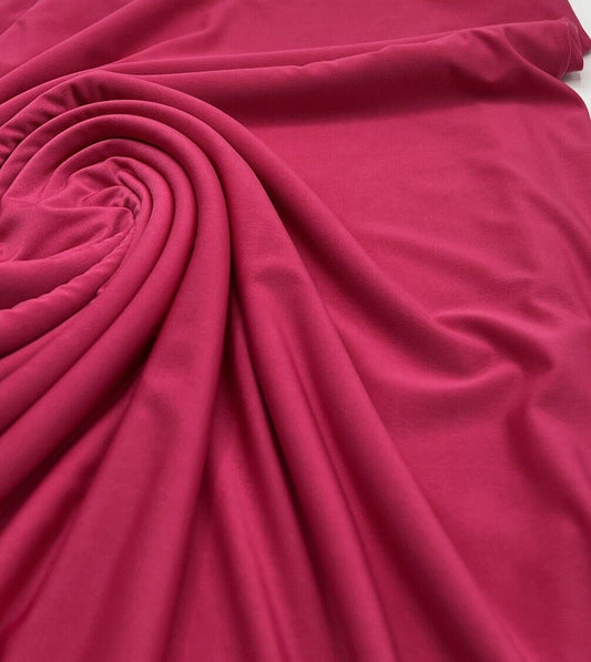 Hot Pink Plain Shiny Soft Touch Slinky 4 Way Stretch Fabric