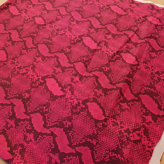 Hot Pink Snake Printed Plain Scuba 4 Way Stretch Jersey Fabric