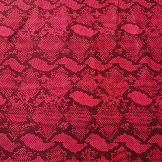 Hot Pink Snake Printed Plain Scuba 4 Way Stretch Jersey Fabric