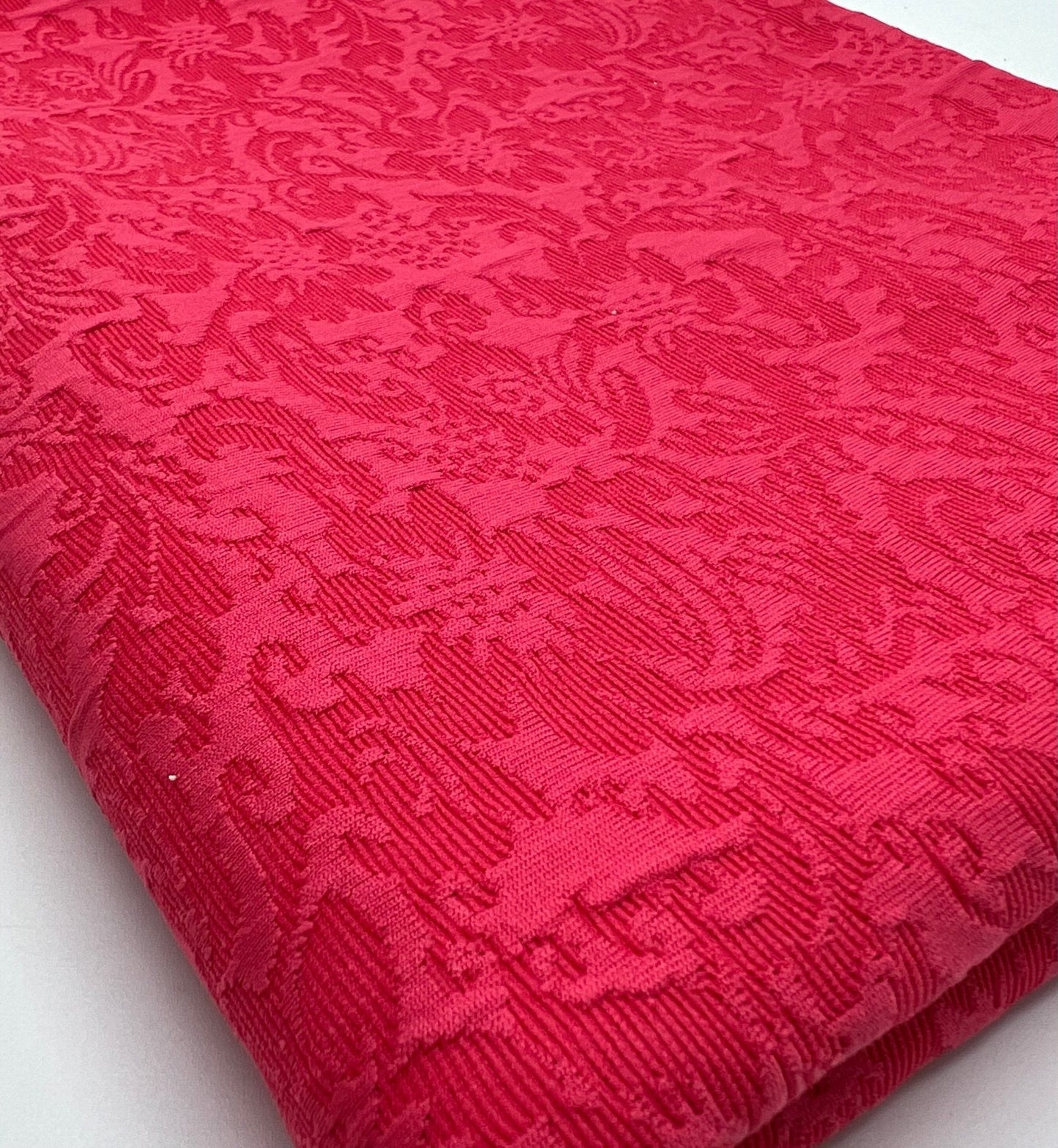 Hot Pink Textured Jacquard 2 Way Stretch Fabric