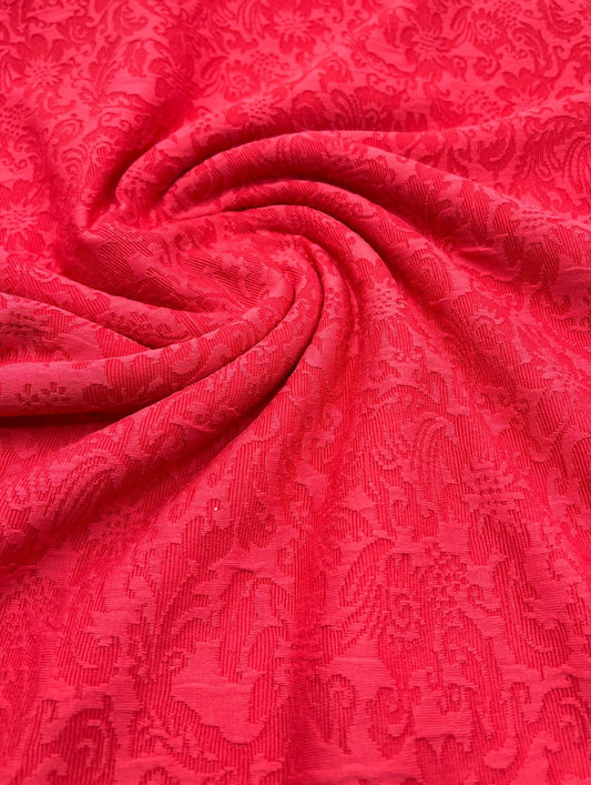 Hot Pink Textured Jacquard 2 Way Stretch Fabric