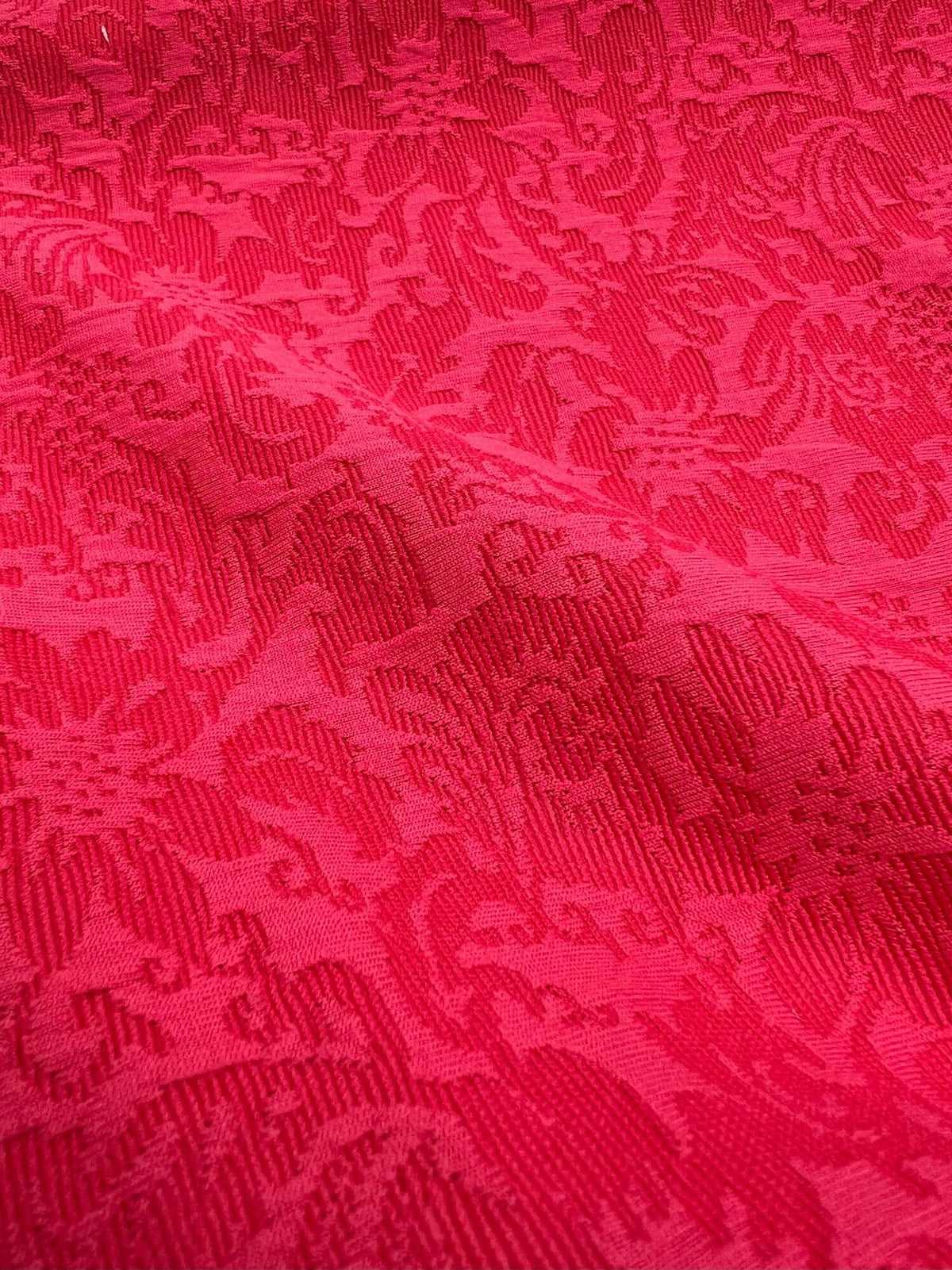 Hot Pink Textured Jacquard 2 Way Stretch Fabric