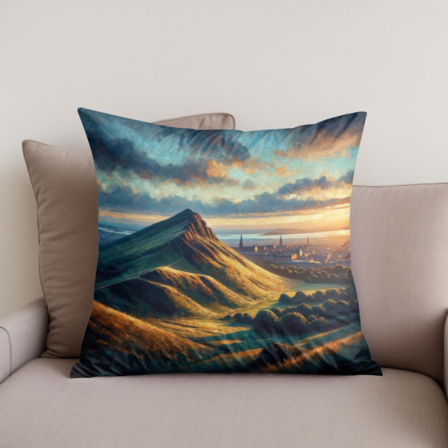 Edinburgh's Arthur's Seat Dusk Cotton Cushion