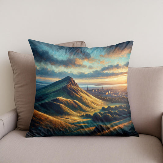 Edinburgh's Arthur's Seat Dusk Cotton Cushion