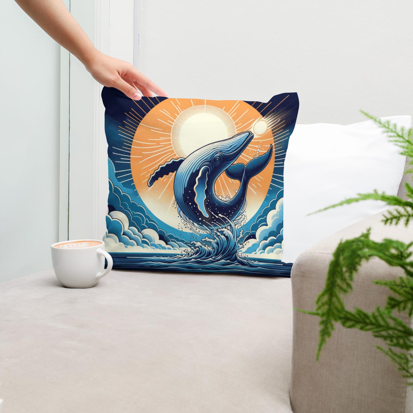 Whale's Cosmic Volley Cotton Cushion