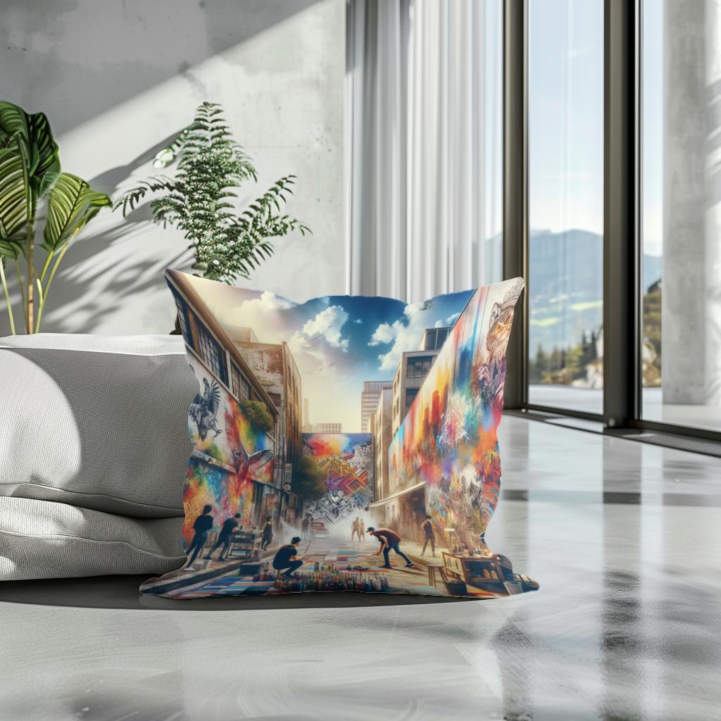 Alley Art Summer Gallery Cotton Cushion