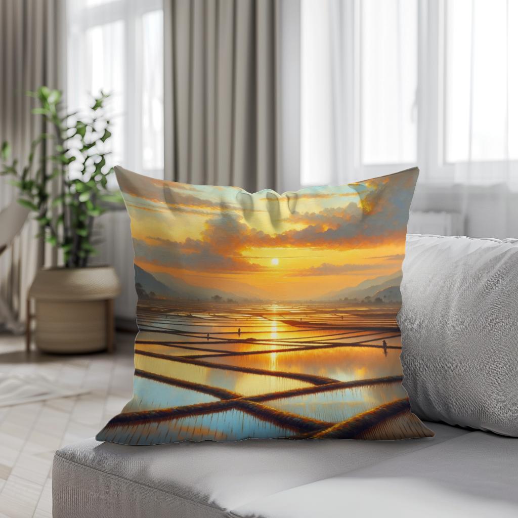 India's Sunset Serenity Cotton Cushion