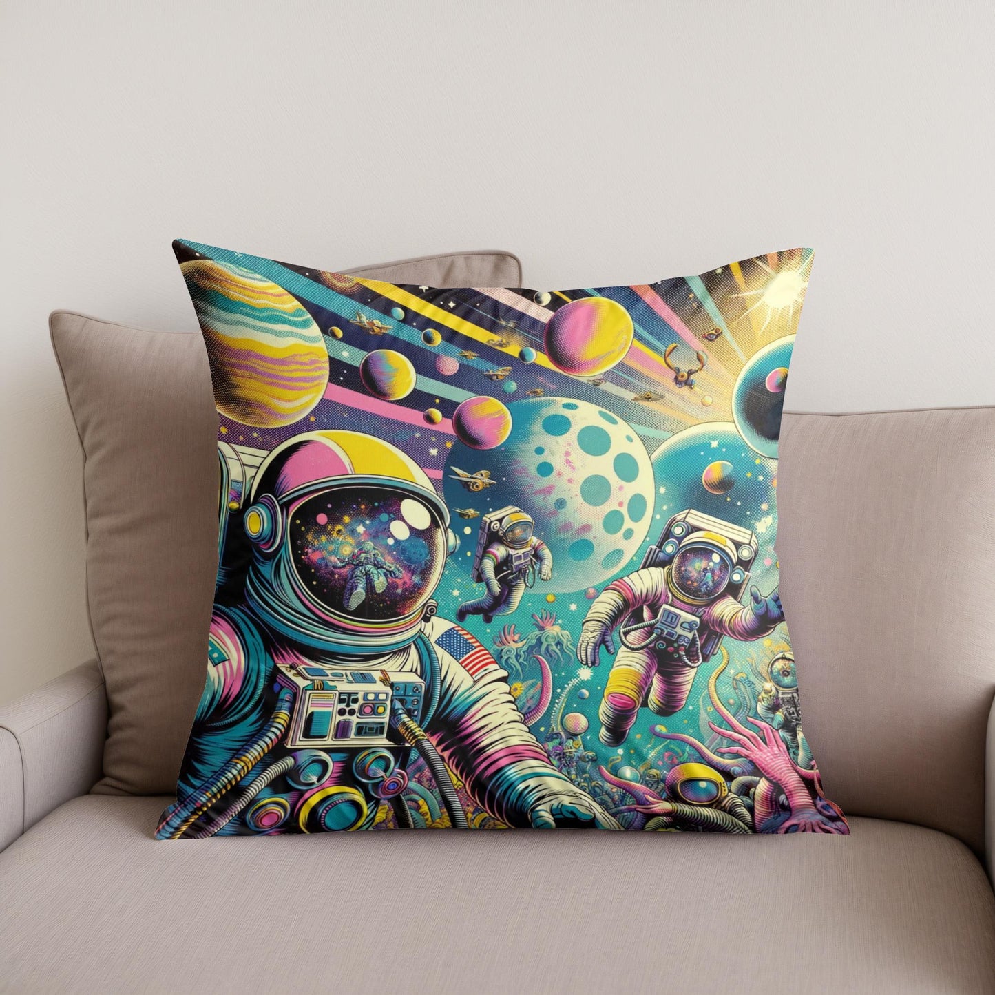 Cosmic Pop Odyssey Cotton Cushion