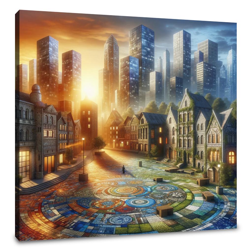 Time Mosaic Square Canvas