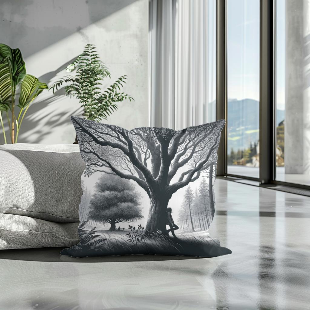 Silver Silhouettes Unite Cotton Cushion