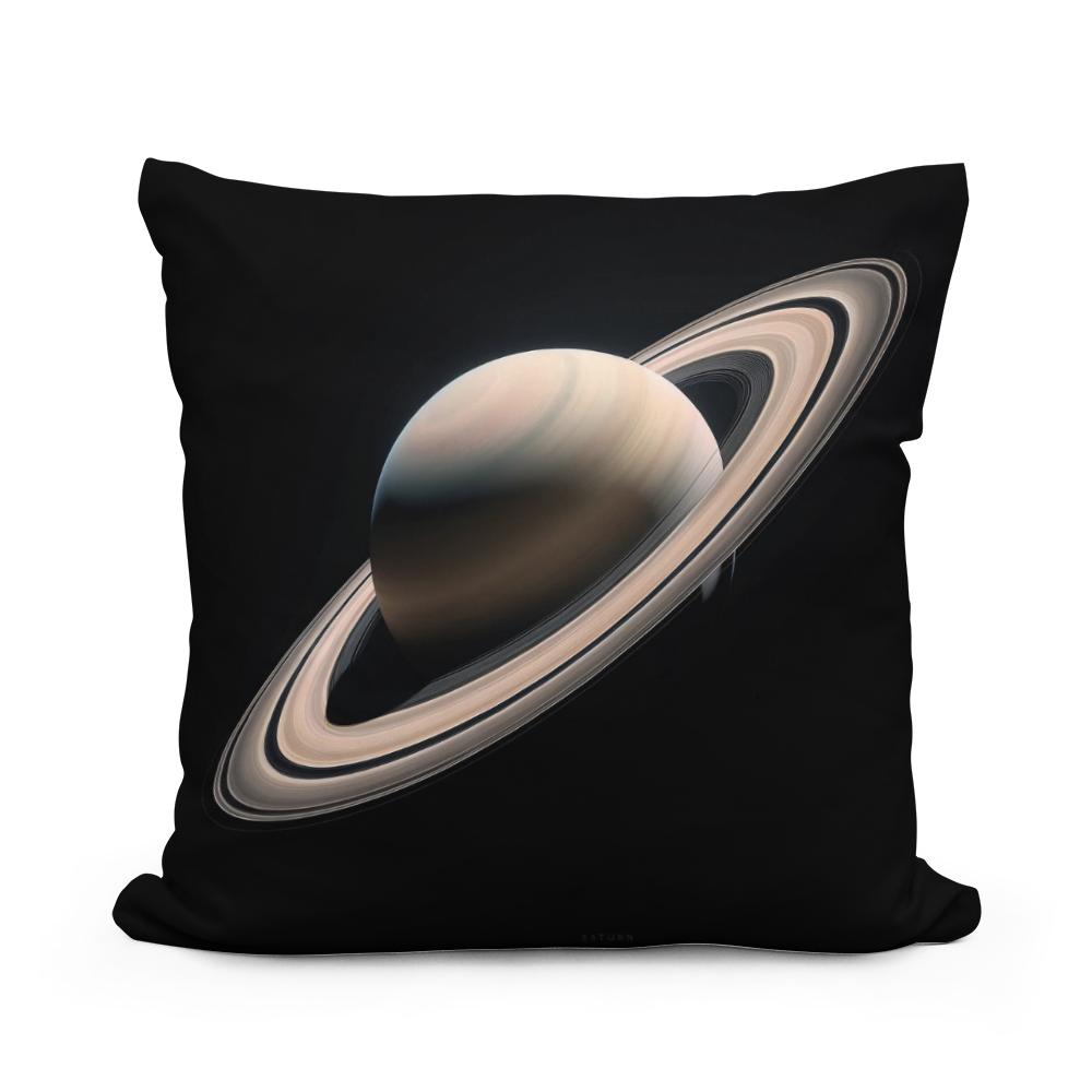 Saturn's Celestial Solitude Cotton Cushion