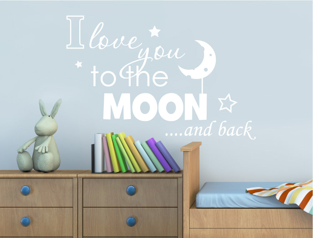 I Love You to the Moon and Back Wall Sticker – Cute Nursery Wall Decor