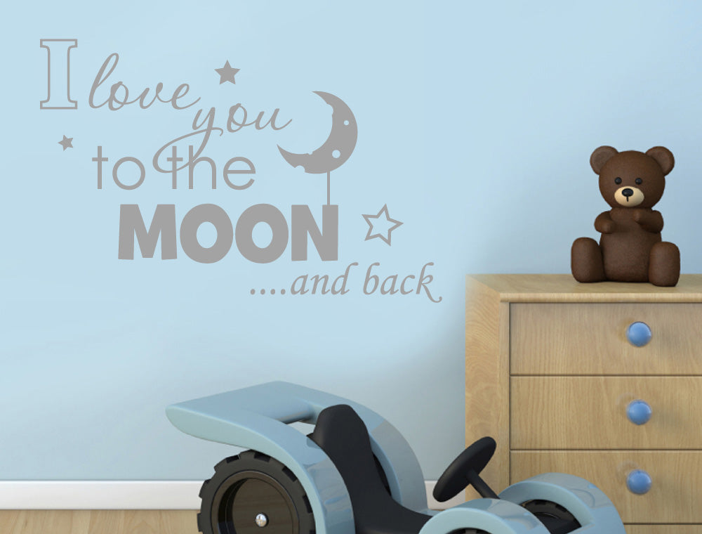 I Love You to the Moon and Back Wall Sticker – Cute Nursery Wall Decor
