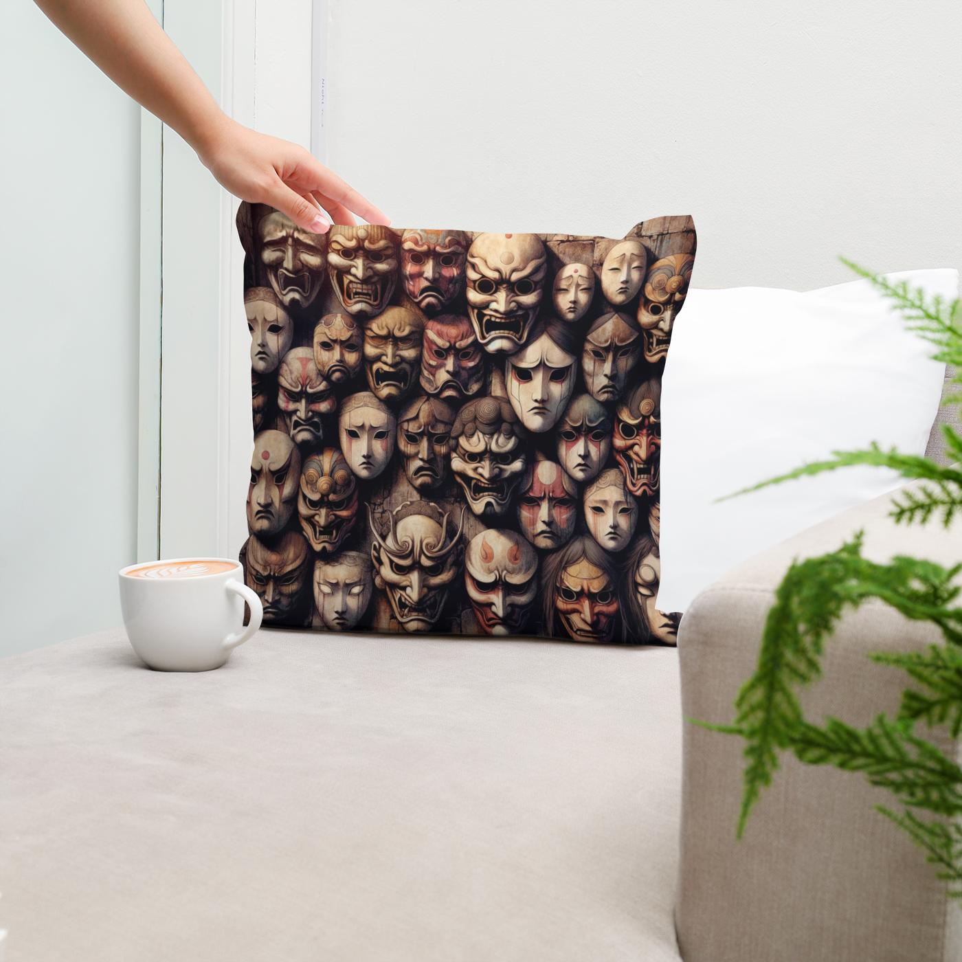Mystery of Masks Cotton Cushion