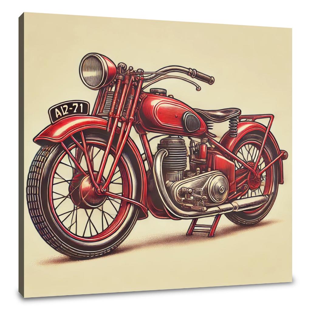 Retro Red Motorcycle Canvas