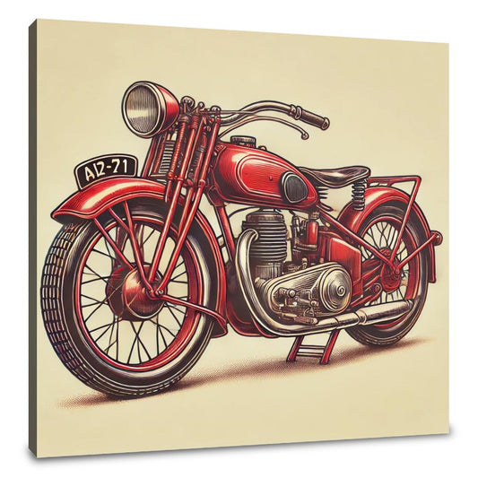 Retro Red Motorcycle Canvas