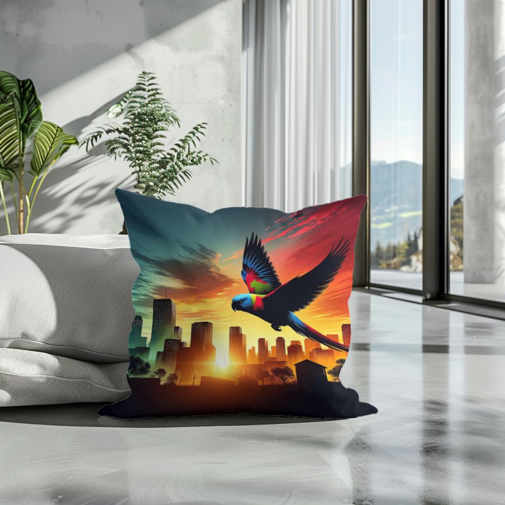 Urban Flight Silhouette Cotton Cushion