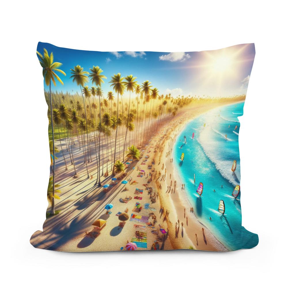 Summer Beach Panorama Cotton Cushion